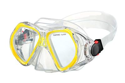 China Máscara moderada azulverde amarilla del buceo con escafandra de los vidrios para mujer y para hombre en venta