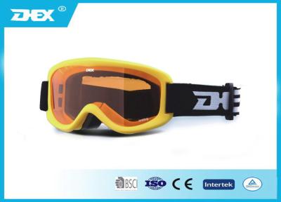 China Shinny Yellow Frame PC Orange Lens winter kids snowboard goggles Triple Layer for sale