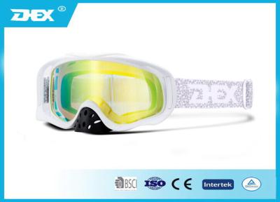 China Flexible White TPU Frame  Clear Lens With Gold Coating Racing Motorcycle Goggle for sale