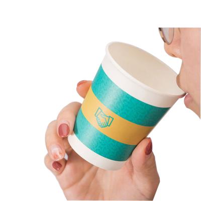 China Double Wall Wallpaper Biodegradable Coffee Cup Custom Logo Biodegradable Disposable Paper Cup for sale