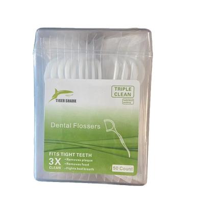 China Convenient Tooth Cleaning 50 Piece Non Easy Cut Floss White Strong Dental Floss Dispenser for sale