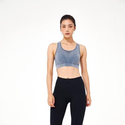 China Breathable Sports Bra Women Seamless Yoga Sports Bra Tops Bra Solid Pattern For Adults Quantity Fitness Cross Back Nylon/Spandex for sale