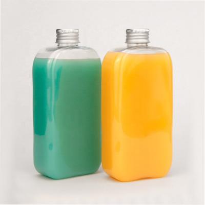 China 300ml Square Plastic Juice Bottles Fruit Beverage PET Orange Juice Bottle for sale