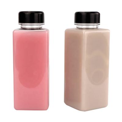 China 350ml Plastic Square Bottles Food Grade Transparent Empty Juice Bottles for sale