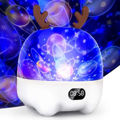 China Multi-functional Smart Light Control Bluetooth Music Speaker LED Alarm Clock Projector Night Light For Kids Baby Gift for sale