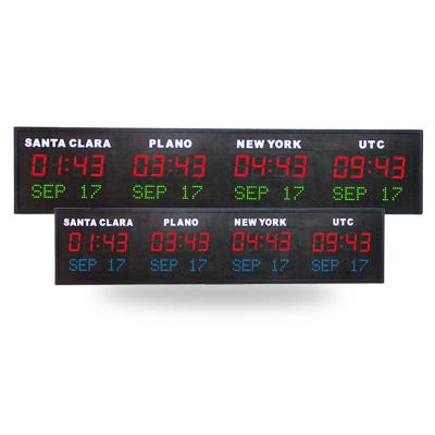 China School World Time Zone LED Digital Clock World Time Wall Clock for sale