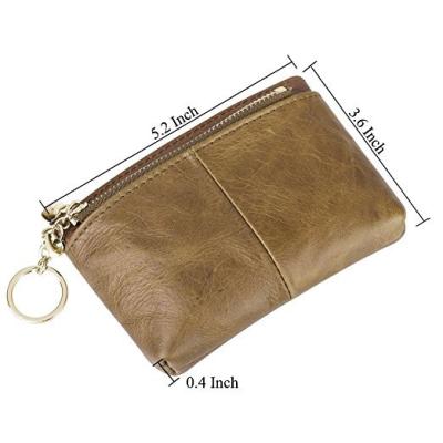 China Durable Women's Top Leather Small Grain Wallet Change Coin Purse Card Holder With Key Ring for sale