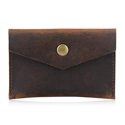 China High Quality/Durable Custom Logo Vintage Horse Leather Envelope Shape Name Card Crazy Business Card Holder for sale