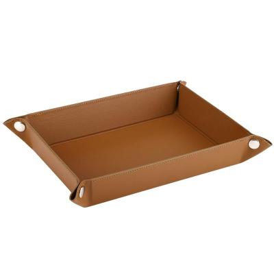 China Wholesale Custom Viable Logo Genuine Leather Folding Coin Watch Tray Dice Tray Main Storage for sale