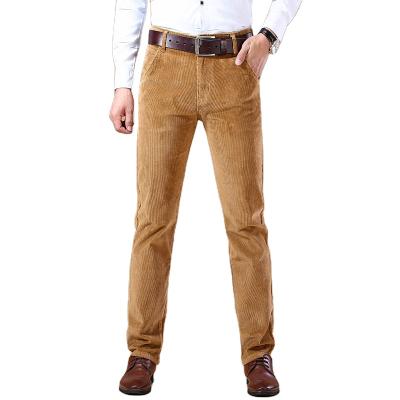 China Anti-wrinkle Mens Corduroy Trousers Brown Five-pocket Pants Men Khaki for sale