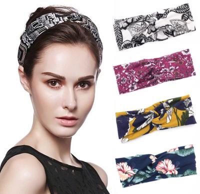 China European adults and American headband women's wide hair accessories headband headband the edge of the news cross hair band temperament printing link for sale