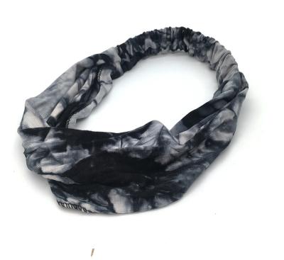 China Fashional Pretty Lady Fashion Hand Tie Dyed Wide Band Women's Hair Cotton Fabric Sports Edge Hair Circle Headband Wash for sale