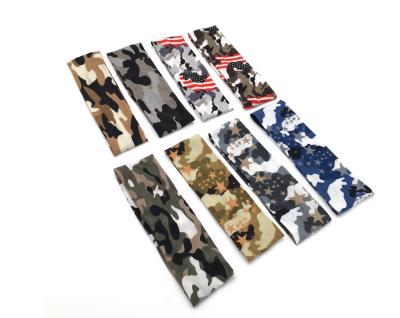 China Trendy Fashion Sports Yoga Camouflage Cotton Elastic Headband For Men And Women for sale