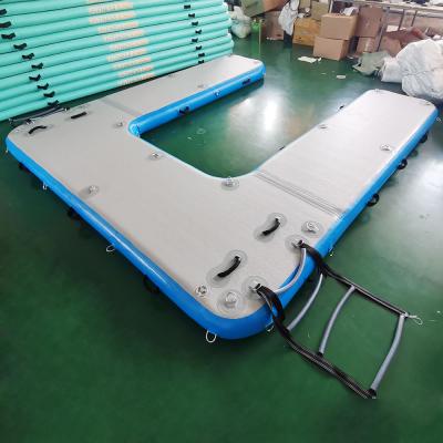 China Hot selling water sport/lakes teak drop sunbathing yoga water pontoon deck inflatable sea scooter dock for sale