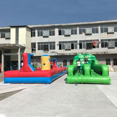 China Factory Price New Colorful Fire Resistance Bungee Inflatable Rugby Race Shoot Games 10m Long for sale