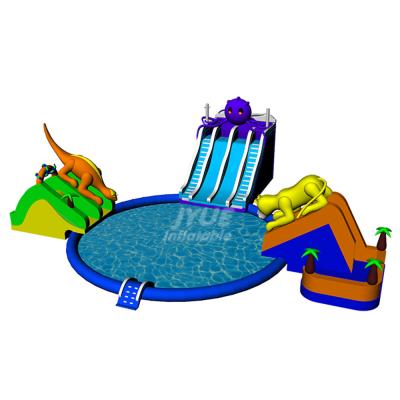 China Factory Price Fire Resistance Outdoor Kids Water Slide Park Inflatable Water Amusement Park For Rental for sale