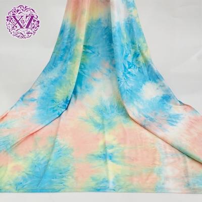 China 2021 breathable hot sale milk silk fabric tie dye newest design for dress for sale