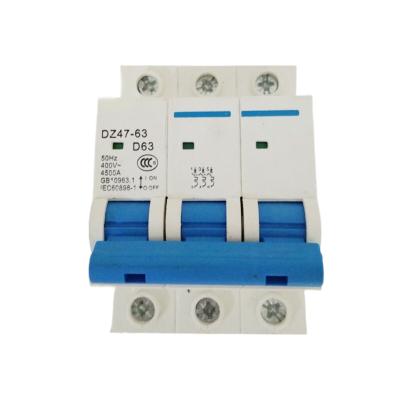 China 3P DZ47-63A MCB Residual Plastic Copper Miniature Magnetic Circuit Breakers for sale