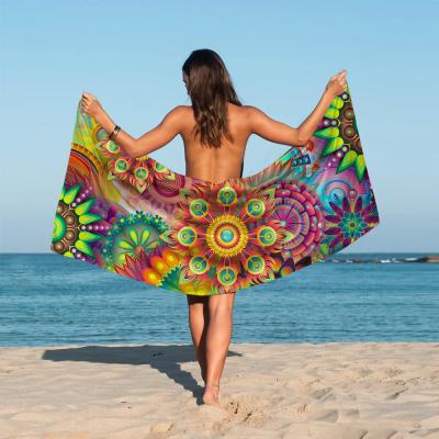 China Mandala Beach Towels Bath Towel High Quality Viable Color Floral Printing Turkish Quick Dry Flower Printing Microfiber Beach Towel for sale