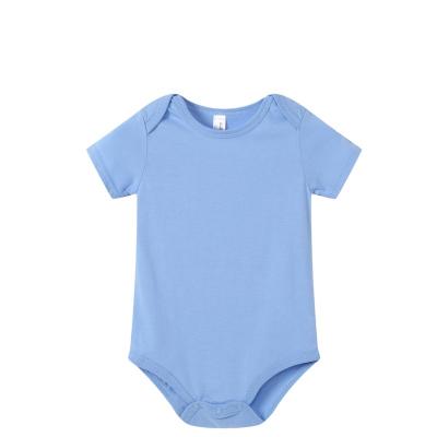 China 2022 New Products Summer Baby Solid Color Anti-Shrink Overalls Shorts Sleeve Cotton Infant Clothes Overalls for sale