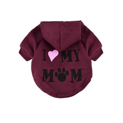 China Viable Pet Clothes, Warm Puppy Hoodie Sweater Dog Coat Sweatshirt Love My Mom Printed Shirt for sale