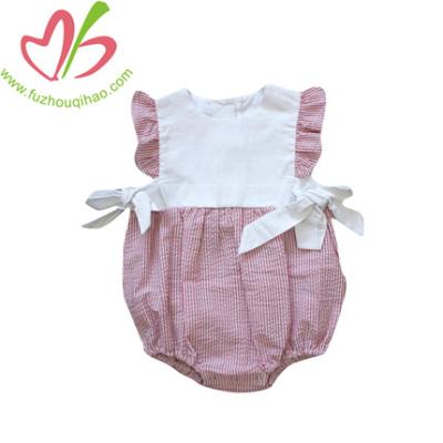 China Anti-Shrink Infant Sleeveless Overalls Ruffle Clothing Babies Floral Rompers for sale