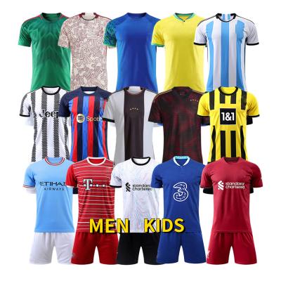 China Sets 2022 world cup soccer jersey camisas soccer kit brazil shorts mexico jersey germany soccer wear argentina soccer kids for sale