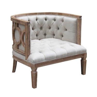 China Storage Vintage European Style Chesterfield Wood Frame Adorned Sofa Chair for sale