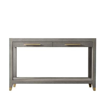 China Modern Advanced Console Table Chest Of Drawers Untreated Faux Leather With Two Drawers for sale