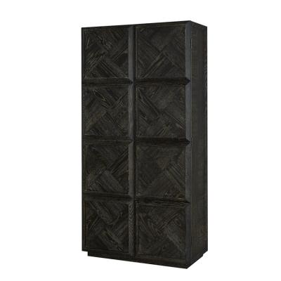 China Modern high quality living room tall black oak wood storage cabinet for sale