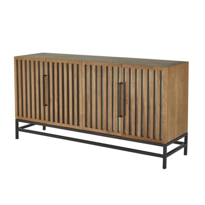 China Traditional Vintage Furniture Metal Zinc Door Oak Wood Slatted Sideboard for sale