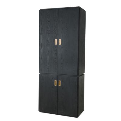 China Contemporary Luxury Modern High End Furniture Black Wooden Tall Wardrobe for sale