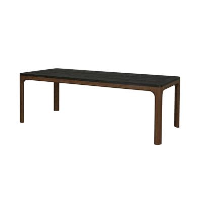 China Customization Vintage Dark Color Oak Wood Rustic Black Top Solid Dining Table for sale