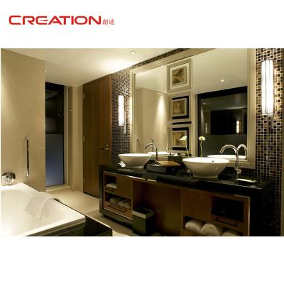 China New Design Customized Hotel Furniture Solid Wood Modern Wooden Bathroom Vanity Unit for sale