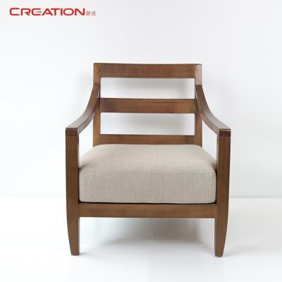 China Contemporary Hotel Project Star Southeast Style Cooling Oak Wood Walnut Color Square Solid Fabric Sofa Lounge For Hotel for sale