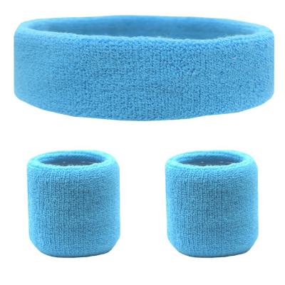 China HUALIAN Universal Headband Sports Sweatbands Wristbands Terry Cloth Head Band Wrist Band Set for sale