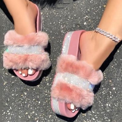 China Fashion Breathable Wholesale Design Flats For Women High Quality Faux Fur Slippers For Ladies Shoe Sandal for sale