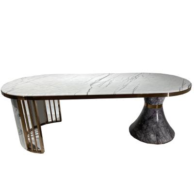 China Setliving Modern Marble Room Dining Table Furniture Luxury Coffee Table Set Italian Design Stainless Steel Square Marble Coffee Table for sale