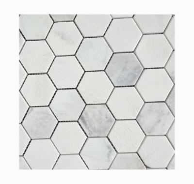 China Modern Bianco Oro Marble Mosaic Stone Swimming Pool Mosaic Tiles Marble Flooring Tiles Polished for sale