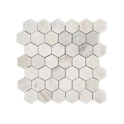 China Modern Marble Mosaic Tile Pattern Bianco Oro Polished White Marble Stone Hexagon for sale