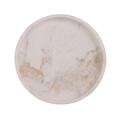 China China Marble Luxury Marble Tray Stone Small White Display Round Tray For Jewelry Natural Polished China for sale