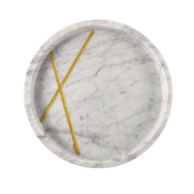 China Tray Decorative Stone Elegant White Modern Marble Serving Polished For Counter Vanity Nightstand Dessert And Desk SL-A-0036 Acceptable for sale