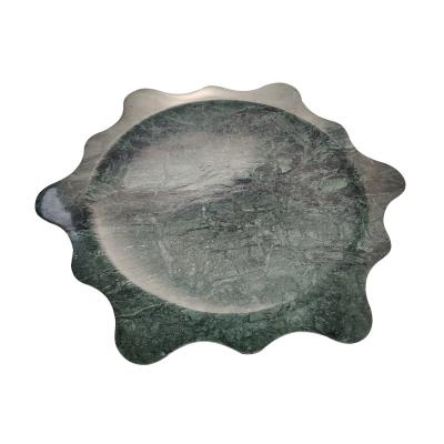 China Modern Marble Decor Tray Candy Dessert Trays Wine Serving Tray Plum Blossom Shape Stone Marble Indian Green Marble Stand for sale