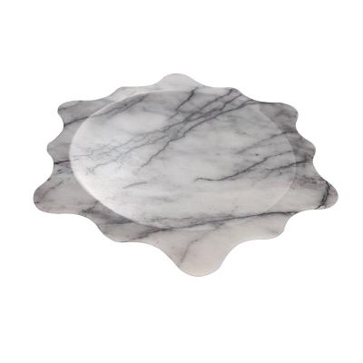 China Modern Home Decor Rectangle Marble Tray High End Hotel Shop Marble Serving Tray With Mental Handles White Marble Tray for sale