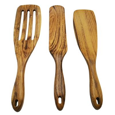 China Sustainable Hot Selling Handmade Set Of 3 Bamboo Wooden Spurtle Set Kitchen Utensils Set for sale