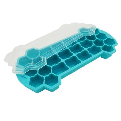 China Sustainable Wholesale Food Grade Stocked 26 Grid Small Silicone Baby Food Freezer Storage Container Ice Cube Tray With Lid for sale