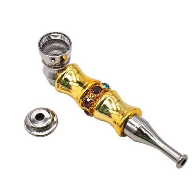 China New Modern Hot Herb Weed Hookah Pipe Aluminum Metal Hookah Tips Pipe With Diamond for sale