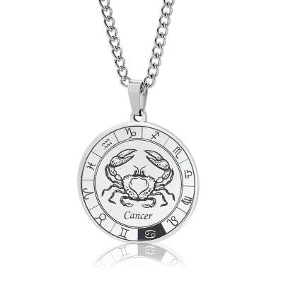 China 12 Months European and American Titanium Steel Zodiac Steel Jewelry Trend Necklace Trend Necklace Pendant Christmas for sale