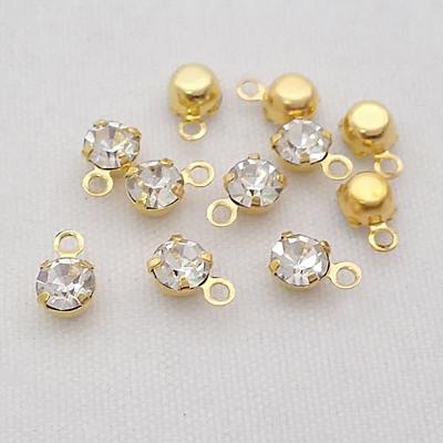 China Solder performance is good 4MM 5.5MM 8MM brass with simple glass rhinestone hole rhinestone charms end bead of Diy jewelry findings for sale