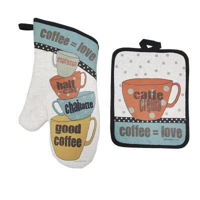 중국 High Quality Cotton Oven Mitt Custom Log Printing Oven Mitts and Potholder Set-Gifts for Housewarming Birthday and Family. 판매용